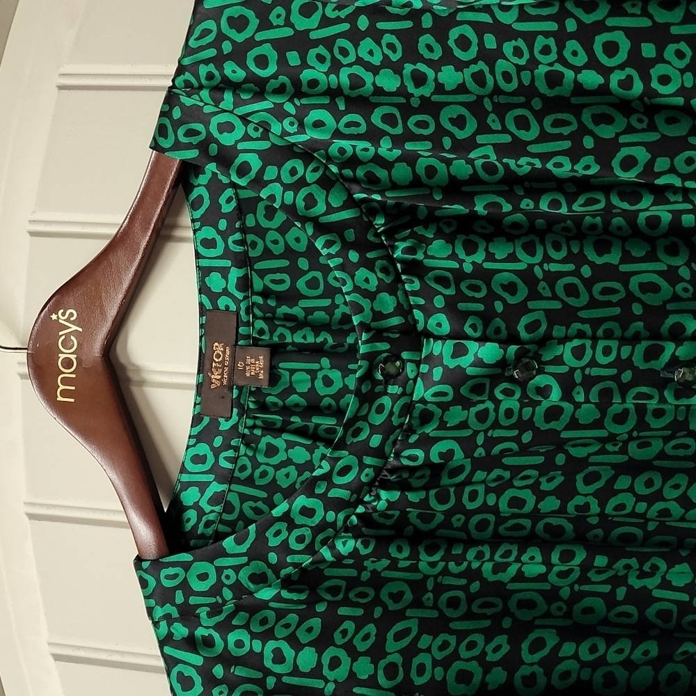 Victor Alfaro Emerald green 100% silk top size 10 wizard of oz - Picture 6 of 11